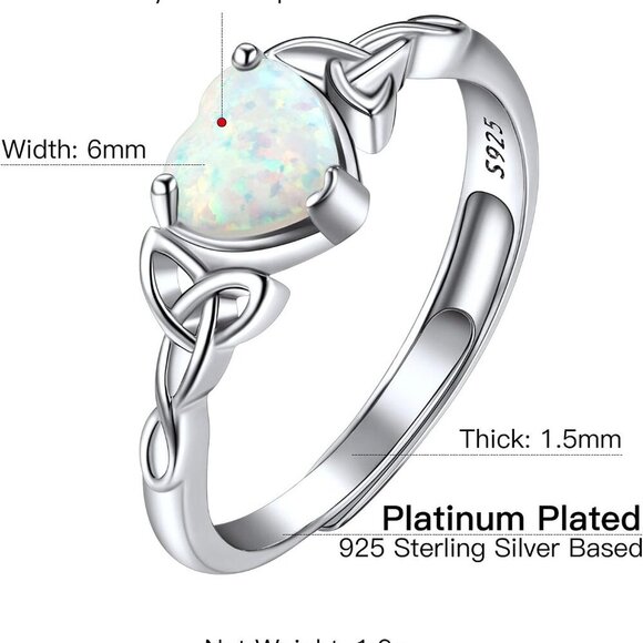 925 Sterling Silver Good Luck Celtic Twisted Knot/Claddagh Heart Birthstone Ring - Picture 6 of 6